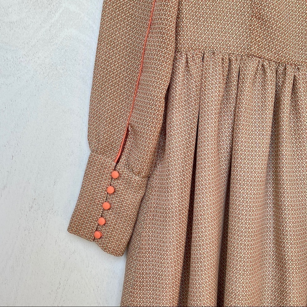 Darling Orange Boho 70s Retro Long Sleeve Dress - Picture 6 of 7